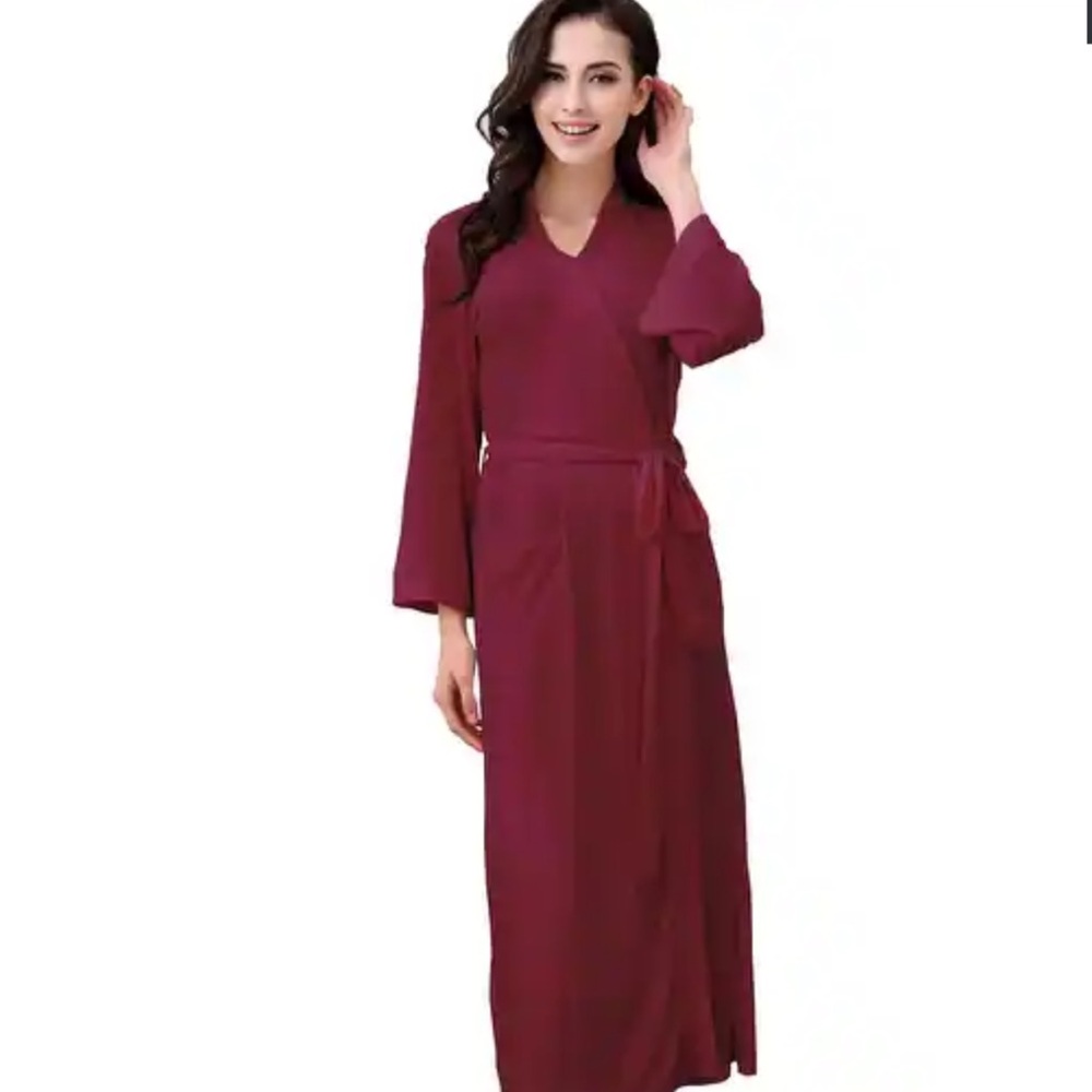NWT Richie House Burgundy Red Long Lightweight Bath Robe size Large